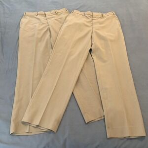 Flying Cross Pants Mens 33x30 Beige Uniform Dress Flat Front Straight Leg Lot 2